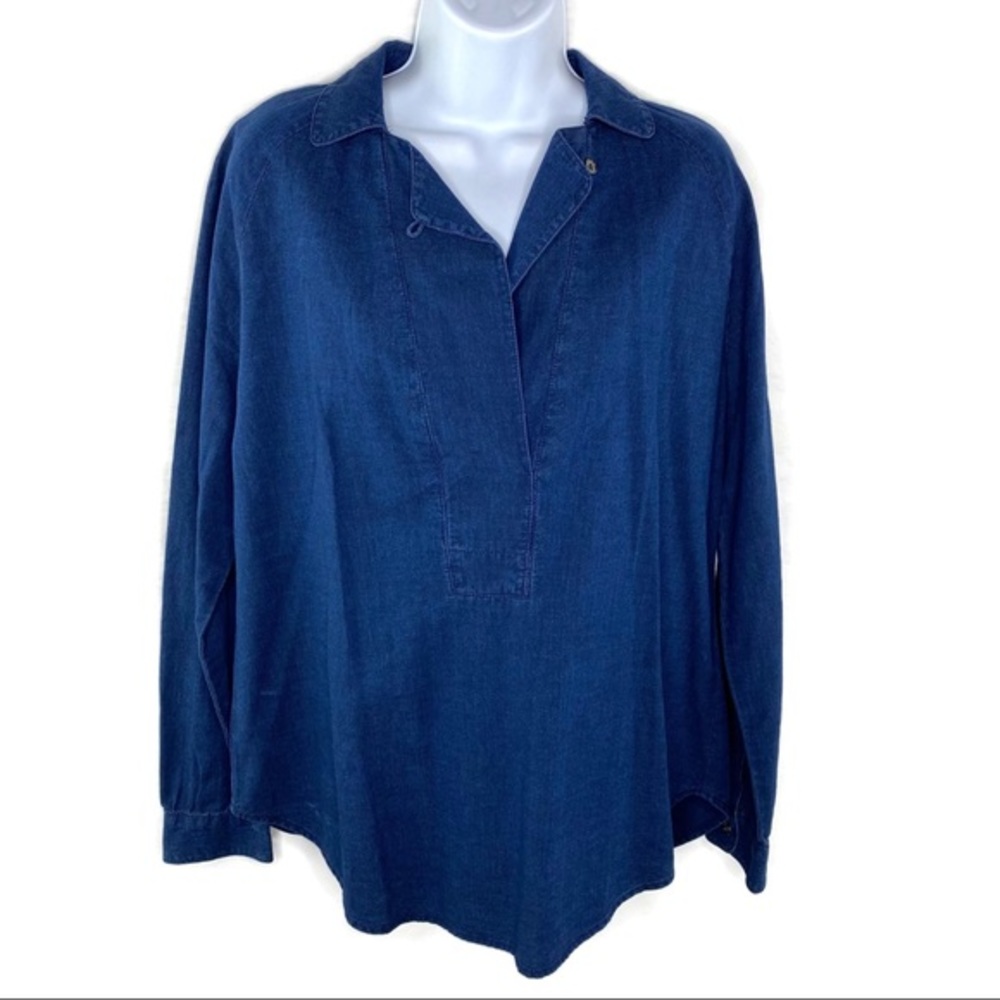 Loft by Ann Taylor Denim Long Sleeve Tunic Top M